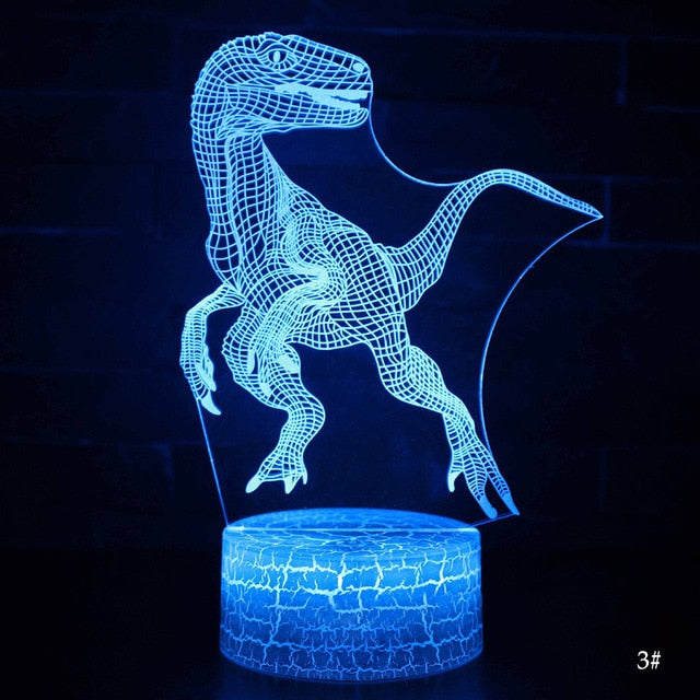 Lámpa 3D illúzióval - Velociraptor