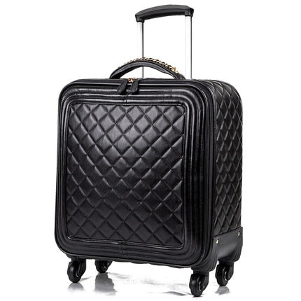 Szteppelt utazó bőrönd táskával