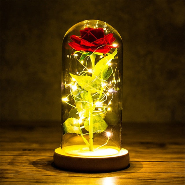 Örök rózsa LED sorral - Több színben
