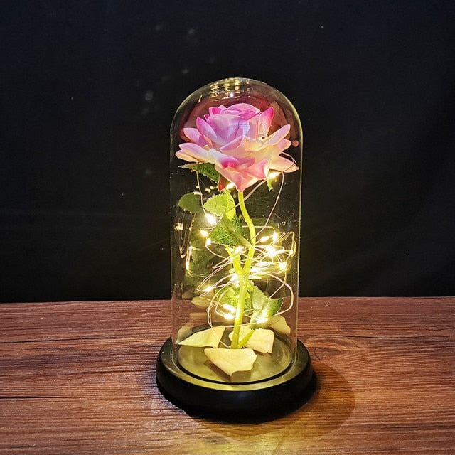 Örök rózsa LED sorral - Több színben
