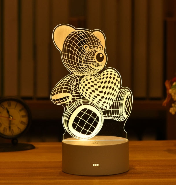Lámpa 3D illúzióval - Mackó